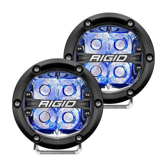 360-Series 4 Inch Led Off-Road Spot Beam Blue Backlight Pair RIGID Industries - LED Light Pods - Rigid Industries - Texas Complete Truck Center