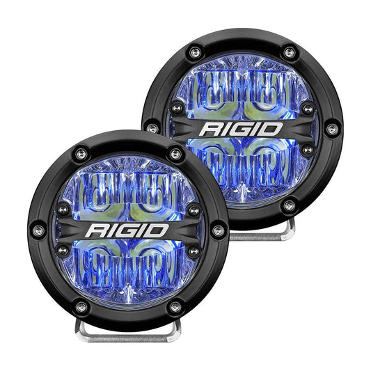 360-Series 4 Inch Led Off-Road Drive Beam Blue Backlight Pair RIGID Industries - LED Light Pods - Rigid Industries - Texas Complete Truck Center