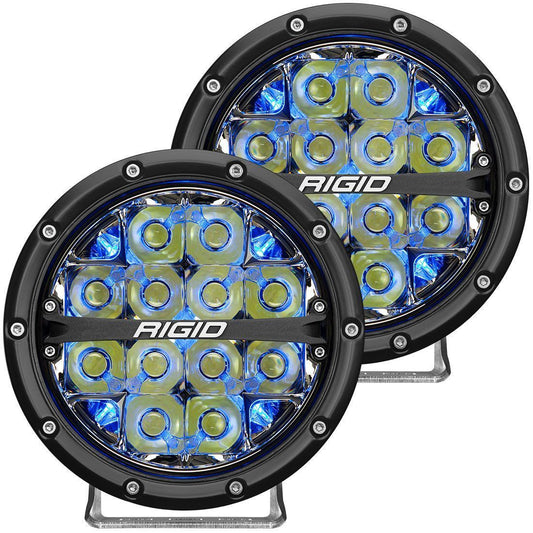 360-Series 6 Inch Led Off-Road Spot Beam Blue Backlight Pair RIGID Industries - LED Light Pods - Rigid Industries - Texas Complete Truck Center