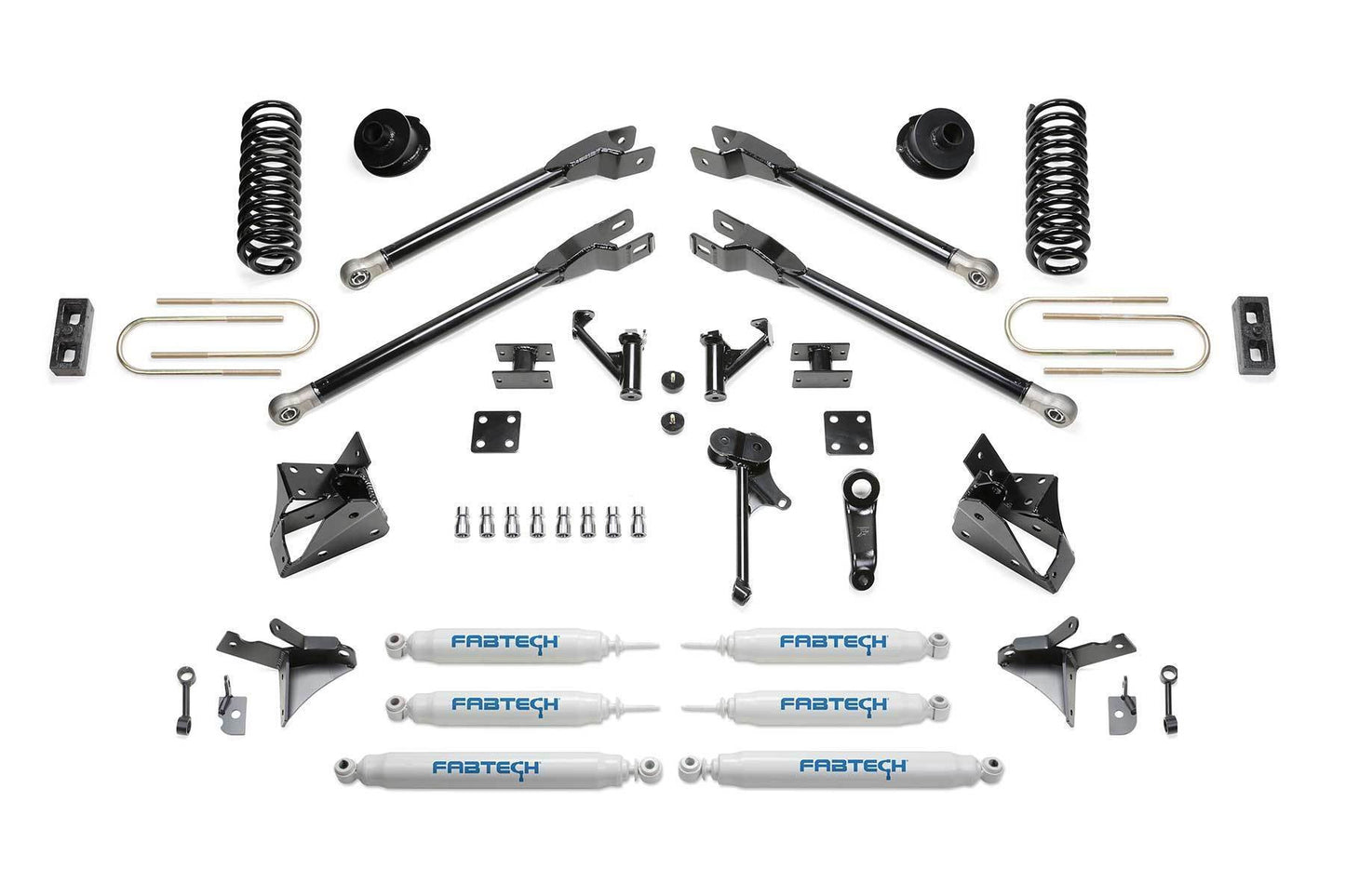 7" 4LINK KIT W/ FRT DUAL PERF SHKS & RR PERF SHKS 2013-18 RAM 3500 4WD - 7" 4LINK KIT W/ FRT - Fabtech - Texas Complete Truck Center